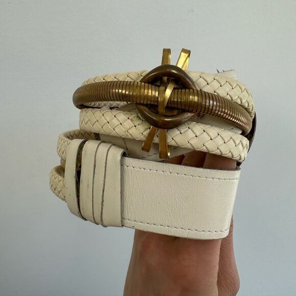 Vintage 80\'s Avant Garde Leather & Metal Waist Belt Adjustable Size M main image 9